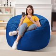 thumbnail image 2 of HARIPUL 3FT Bean Bag Chair with Memory Foam Filled, Large Stuffed Beanbag Chair Soft Sofa with Removeable Dutch Velvet Cover, Dark Blue, 2 of 7