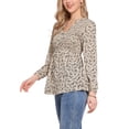 thumbnail image 4 of Blusa Floral Inspire Chic para Mujeres 2025, Camiseta Cómoda de Cuello en V, Camisas de Manga Larga, Tops Tunic Casual L Albaricoque, 4 of 5