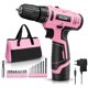 thumbnail image 1 of Taladro atornillador inalámbrico de 12 V, destornillador inalámbrico, bolsa de almacenamiento, 20 Nm, taladro atornillador rosa para bricolaje, 1 of 5