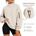thumbnail image 6 of Mock Neck Sweatshirt Women Long Sleeve Casual Lightweight Sweatshirts No Hood Fall Fashion Oversized Turtleneck Pullover,M, 6 of 9