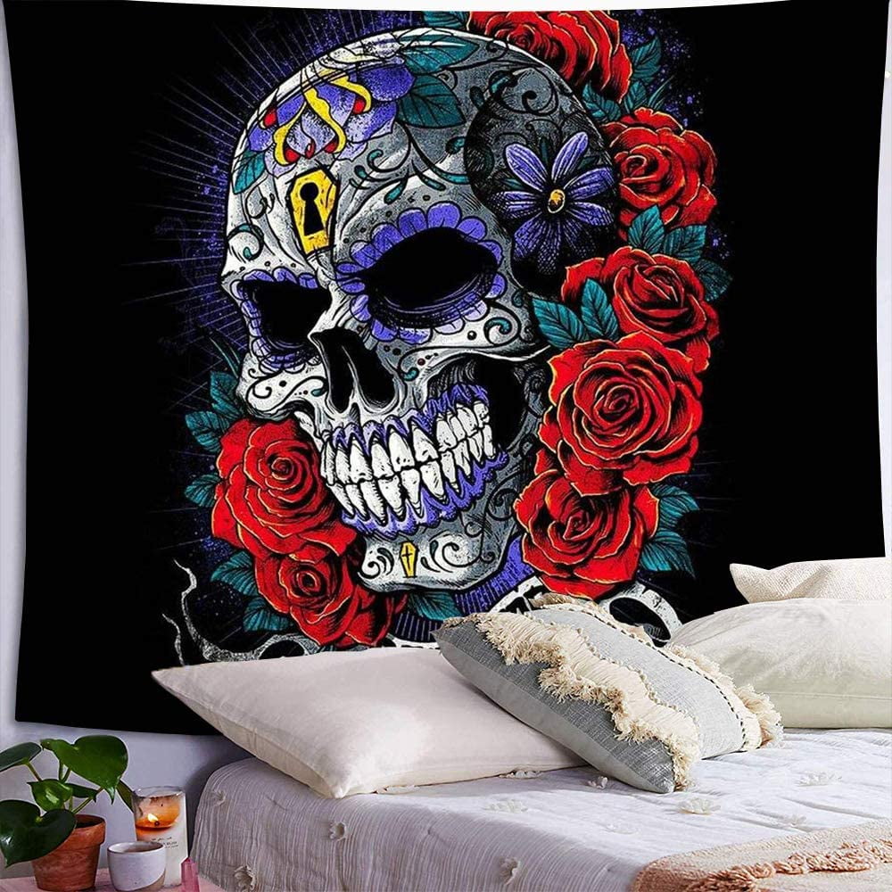 Skull Tapestry Mechanical Gear Tiger Psychedelic Tapestry Wall Hanging Boho Room Decor For Bedroom Aesthetic Goth Tapestry Black And White Walmart
