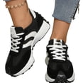 thumbnail image 3 of Women's Comfortable Fashion Thick Sole Sneakers, Casual Breathable Lace-up Tennis Running Shoes Stylish Comfortable Block Color Sneakers, 3 of 5