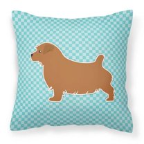 Carolines Treasures BB3709PW1818 Norfolk Terrier Checkerboard Blue Fabric Decorative Pillow