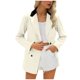 thumbnail image 2 of Blazer para mujer, de manga larga en contraste, con doble bolsillo y cuello vuelto, abotonado, top de poliéster para mujer, 2 of 8