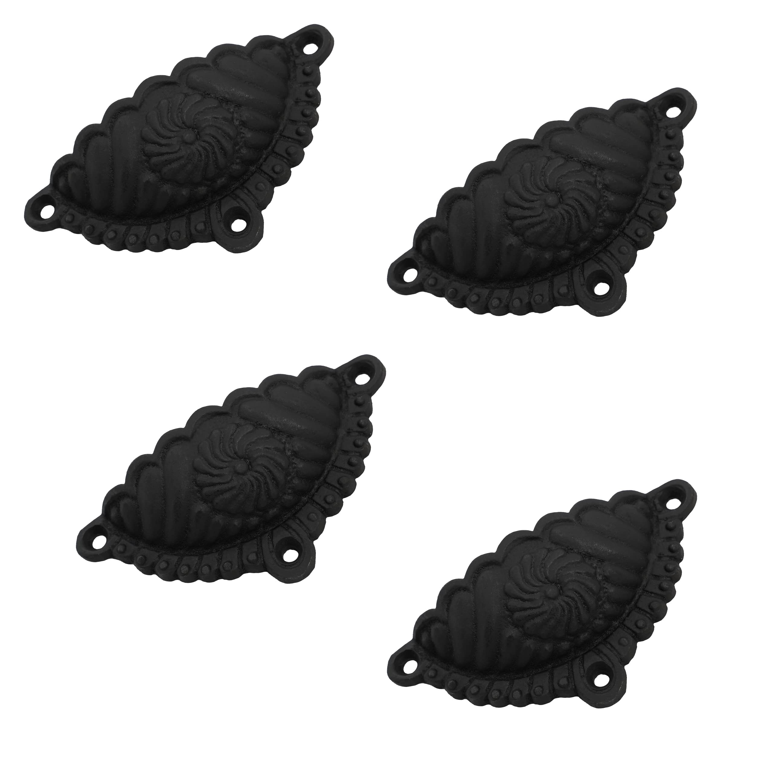 SaKeGa Pack 4 Drawer Pulls Flat Black Cup Pulls Kitchen