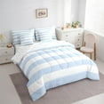 thumbnail image 3 of Feelyou Boys Geometric Bedding Comforter Set 7 Pieces, Cartoon Stripes Ombre Full Bedding Set, Dreamy Princess Style Reversible Fitted Sheet Flat Sheet, Luxury Bedroom Decor, 3 of 7