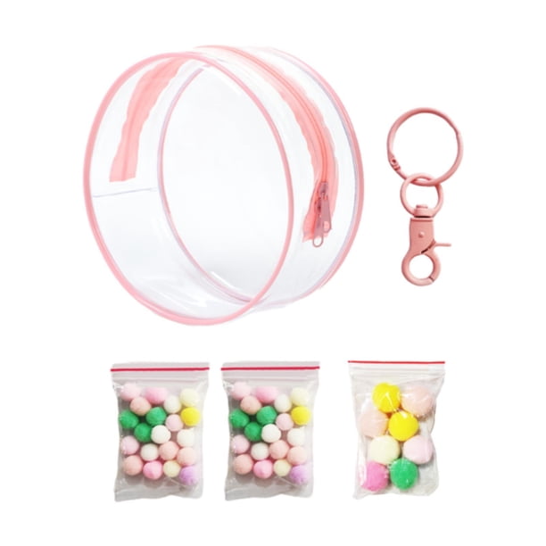 Estuche de exhibición de muñecas transparente de PVC, organizador a prueba de polvo, bolsa de almacenamiento pequeña para muñecas rosa