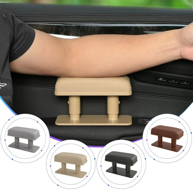 Adjustable Car Armrest Pad - Leather Elbow Support with Non-Slip Mat for Drivers Seat, Center Console, or Door