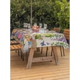 thumbnail image 3 of Outdoor Tablecloth with Umbrella Hole for Patio/Picnic/Party/Camping, Blue Purple Gnomes Waterproof Table Cloth Rectangle Table Cover Washable, Spring Vintage Hydrangea Flower Leaf (60"x 102"), 3 of 8
