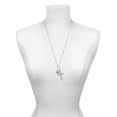 thumbnail image 3 of Delight Jewelry Silvertone Small Lotus Flower Everlasting Love Engraved Cross Zoey Necklace, 28", 3 of 4
