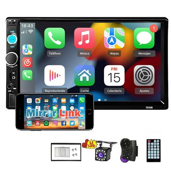 Estéreo para Automóvil FINYQBET Pantalla Táctil 7 Pulgadas Bluetooth con Cámara Trasera para Carro