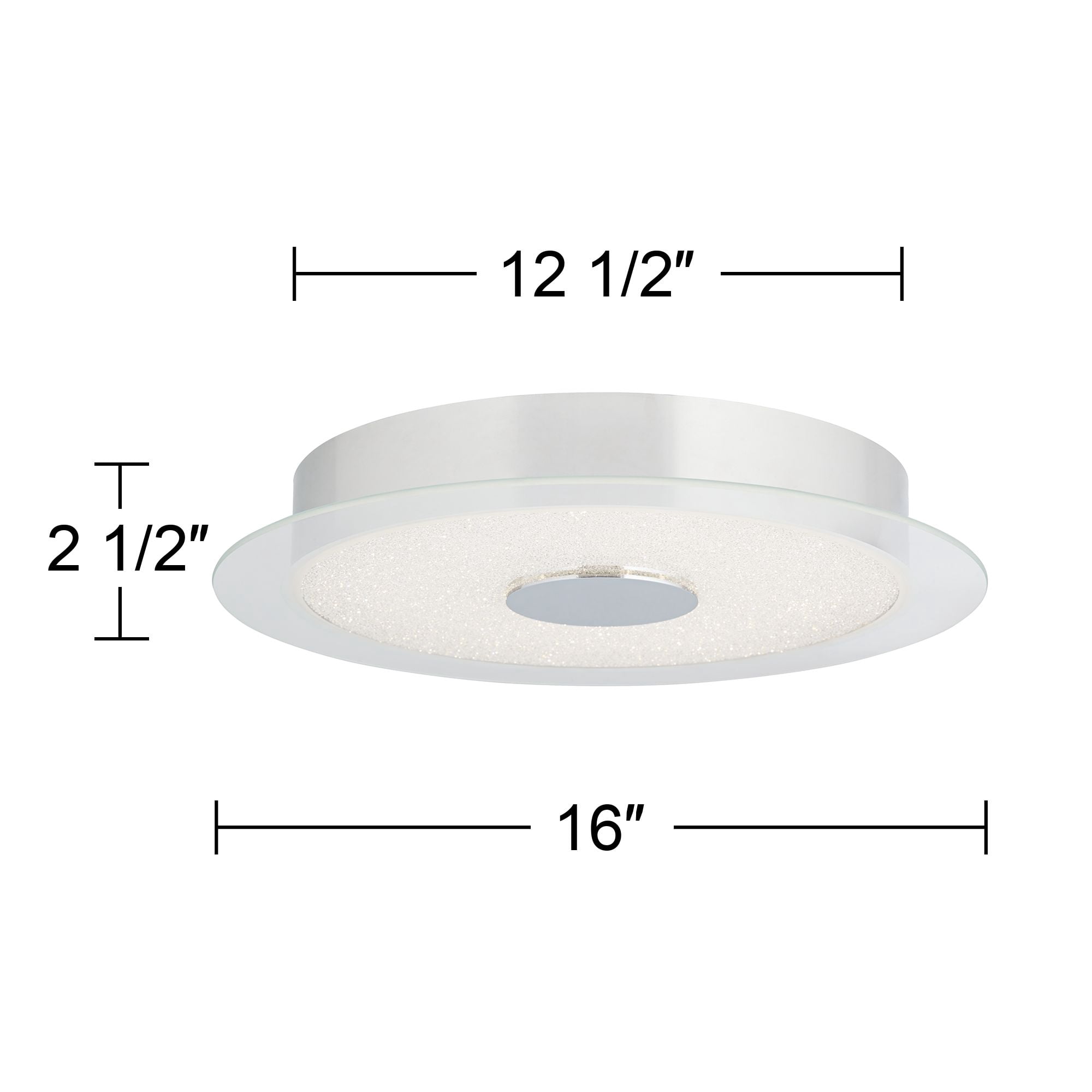 Possini Euro Design Modern Ceiling Light Flush Mount Fixture LED Chrome 16" Wide Crystal Sand Bedroom Kitchen Living Room Bathroom