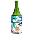 thumbnail image 1 of Snowman With Australian Shepherd Wine bottle sleeve Hugger, 1 of 1