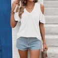 thumbnail image 4 of NJGRAE Sleeveless Tops for Women Womens Oversized T-Shirts Women's Off The Shoulder Casual T Shirt with Point Pullovers Gym Workout Fitted Tees, 4 of 9