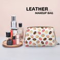 thumbnail image 4 of Donut Print White Makeup Bag, Large Capacity Travel Cosmetic Bag for Women Girls- Travel Toiletry Bag Leather Portable Waterproof Makeup Case Organizer with Handle, 4 of 4