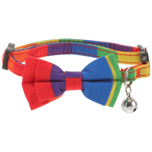 Collar de lazo arcoíris ajustable para perros y gatos, con lazo, para mascotas