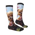 thumbnail image 3 of Picia Women Crew Soft Moisture-wicking Socks Romantic Floral Bear Pattern Design Cotton Socks, One Size fit All, 3 of 9