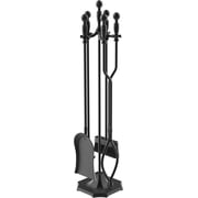 Nalone 5-Piece Wrought Iron Fireplace Tool Set with Ergonomic Handle, Includes Tong, Shovel, Poker, Brush (Black)