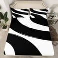 thumbnail image 2 of Homewish Geometric Striped Twin Sheet Sets,Modern Abstract Artistic Twin Fitted Sheet,Black White Flat Sheet For Girls Kids,Luxury Bedroom Decor,3pcs, 2 of 7