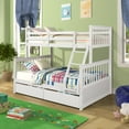 thumbnail image 2 of Twin Over Full Bunk Bed with Ladder Solid Wood Bunk Bed Frame with 2 Storage Drawers, 2 of 7