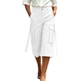 thumbnail image 6 of WAGUTH Womens High Waist Cargo Capri Pants Multi Strap Flap Pocket Loose Utility Cropped Pants for Street Daily Wear, 6 of 6