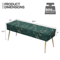 thumbnail image 3 of MoNiBloom Marbling Velvet Ottoman Bench Upholstered Bench with Padded Seat, Footrest Foot Stool with Golden Metal Legs for Bedroom Living Room Entryway, Green, 3 of 8