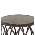 thumbnail image 3 of Benzara Interlaced Oval Design Industrial Metal End Table , Distressed Brown, 3 of 3