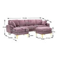 thumbnail image 7 of Morden Sectional Sofa with Removeable Chaise,L Shaped Sofa with Metal Legs, 4 Seater Modern Sofa Couch Set for Living Room Apartment,Purple, 7 of 7