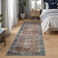 thumbnail image 3 of Bloom Rugs Washable Non-Slip 7 ft Runner - Orange / Blue Traditional Oriental Runner for Entryway, Hallway, Bathroom, and Kitchen - Exact size: 2.5' x 7', 3 of 10