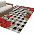 thumbnail image 2 of Area Rug for Living Room, Red Roses Valentine's Day Non-Slip Indoor Large Carpet for Bedroom/Dining Room, Romantic Spring Floral Plaid Washable Low-Profile Rectangle Floor Mat Runner Rugs - 3 x 5 Ft, 2 of 7