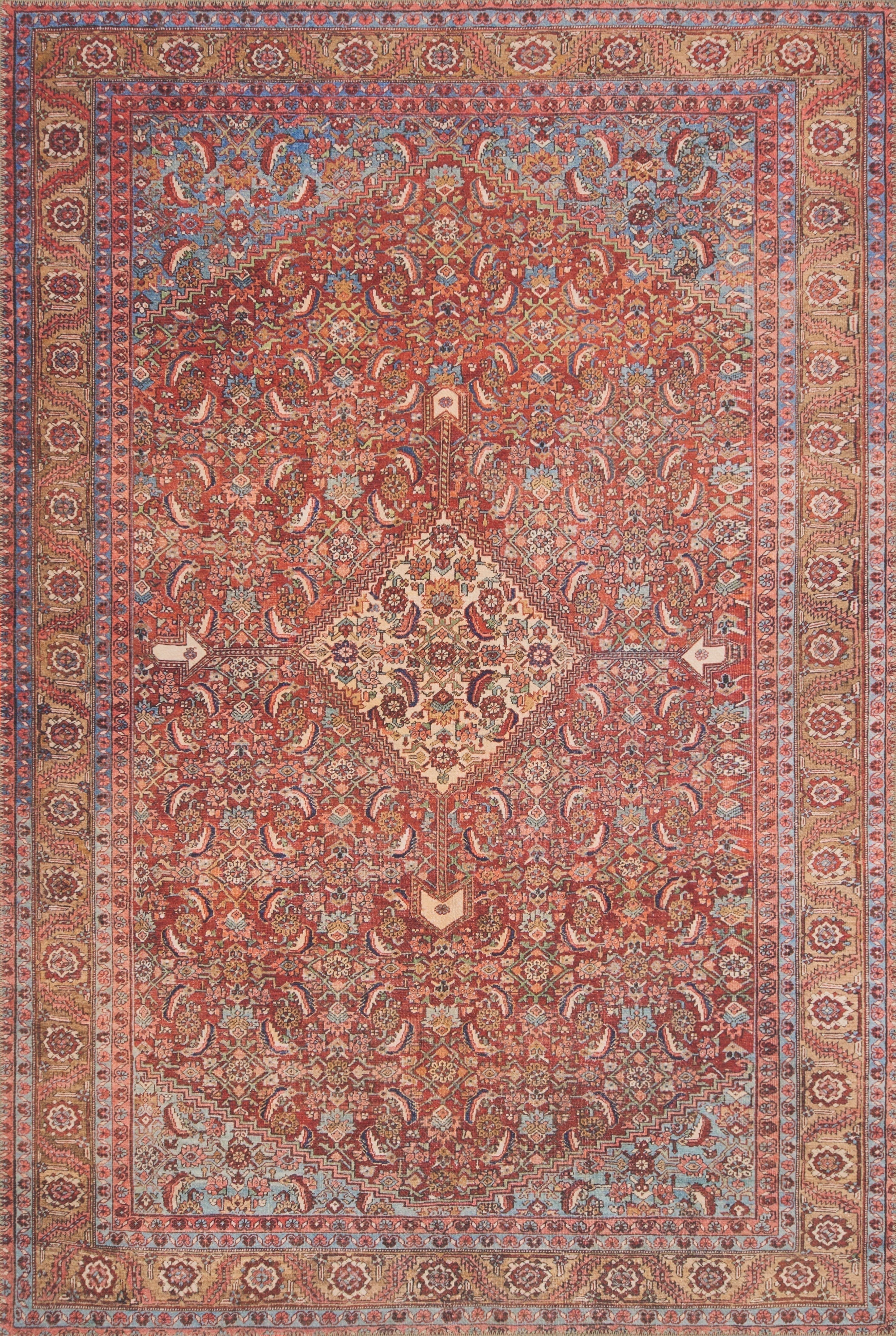 Loloi II Loren Collection LQ-06 Red / Multi Oriental Area Rug 3'-6" x 5'-6"
