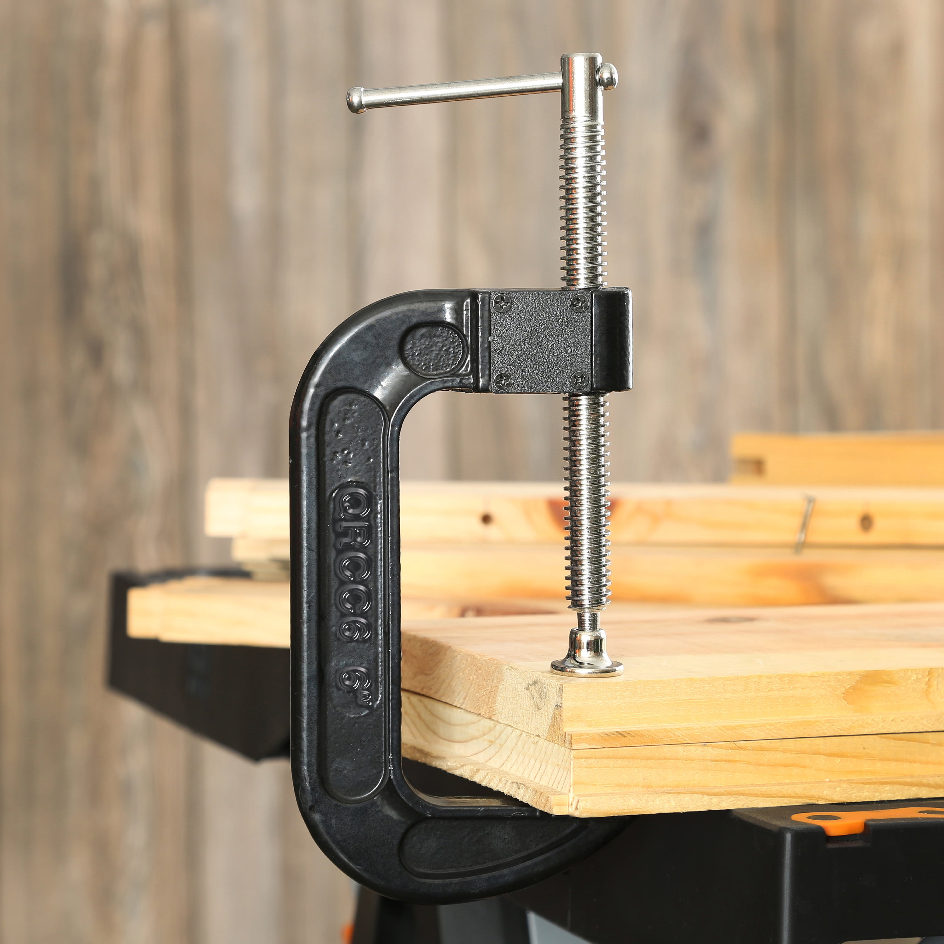 GreatNeck Quick Release Cast Iron C-Clamp, Black, 6 inch
