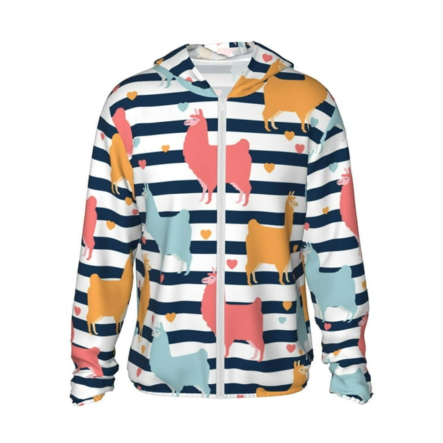 Lsque Colorful Llama Pattern UPF 50+ Lightweight Sun Protection Men's Women's Long Sleeve Shirt, Hoodie Performance -XX-Large