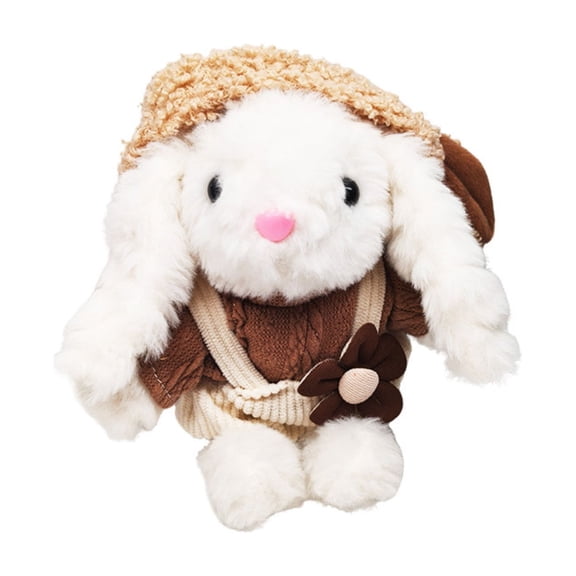 Small Soft Stuffed Animal Bunny Rabbit Plush Toy for Baby Girls (White Rabbit Wearing Blue Retro Dress) Soft Doll Toy Baby Rag Doll Suitable For Girls Birthday Gift