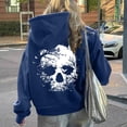 thumbnail image 2 of Bibifish Womens Full Hooded Hoodies With Graphic Print Back Print Casual Hoodies With Pocket Relaxed Fit Outdoor Edgy Street Style Pullover, 2 of 6