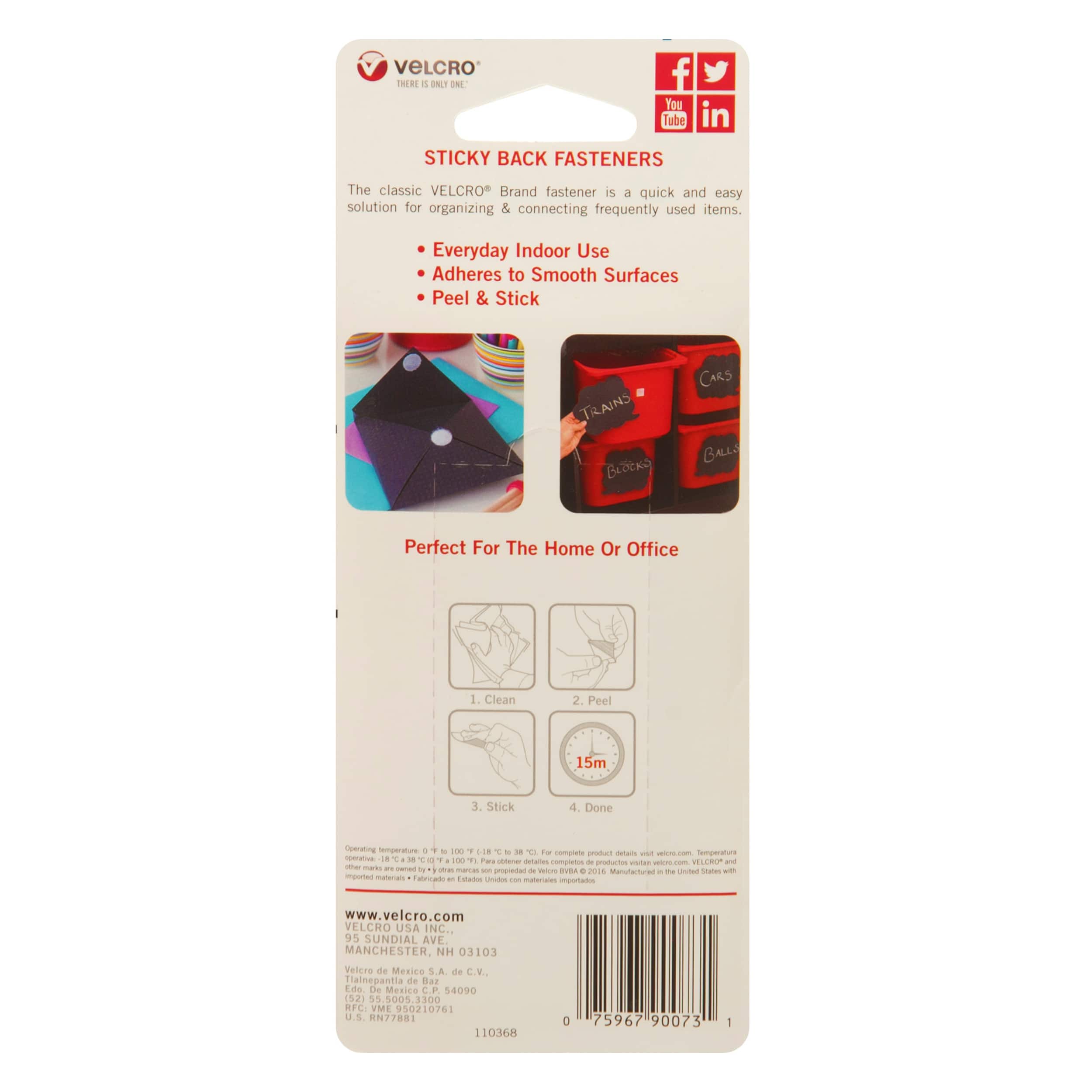 VELCRO Brand Sticky Back White Squares, 12 Packs: 12 ct. (144 total)