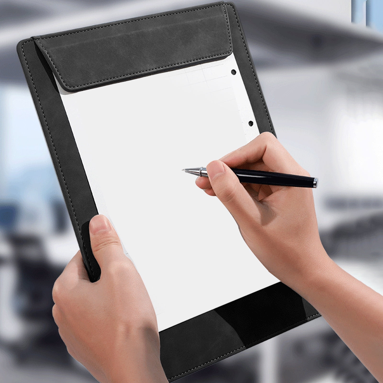 JilgTeok 2 Packs A4 Leather-Like Magnetic Clipboard Pad with Writing and Folder Clamp Document Organizer Writing Pad Business Card Holder for School Office Home