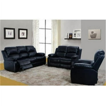 Beverly Fine Furniture GS2900B-3PC Huntington Bonded Leather Sofa, Black - 3 Piece