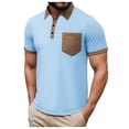 thumbnail image 1 of Caqnni Men Knit Polo Shirts Short Sleeve Casual Button Polo Shirt Fashion Golf Shirts Business Work Tops For Spring Fall Summer Winter(A-Light Blue,M), 1 of 8