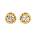 thumbnail image 3 of 14K Yellow Gold Diamond Rose Stud Earrings (0.36 Carat), 3 of 4