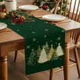 thumbnail image 3 of Green Christmas Dresser Scarf Farmhouse, Dining Table Decorations for Wedding/Parties, Xmas Tree Snowflake Farmhouse Table Runner 120 Inches Long for Kitchen Dining, 13 x 120 In, 3 of 9