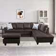thumbnail image 3 of Aukfa Sectional Sofa, Living Room Couch with Storage Ottoman, Right Facing Chaise, Flannel, Espresso, 3 of 10
