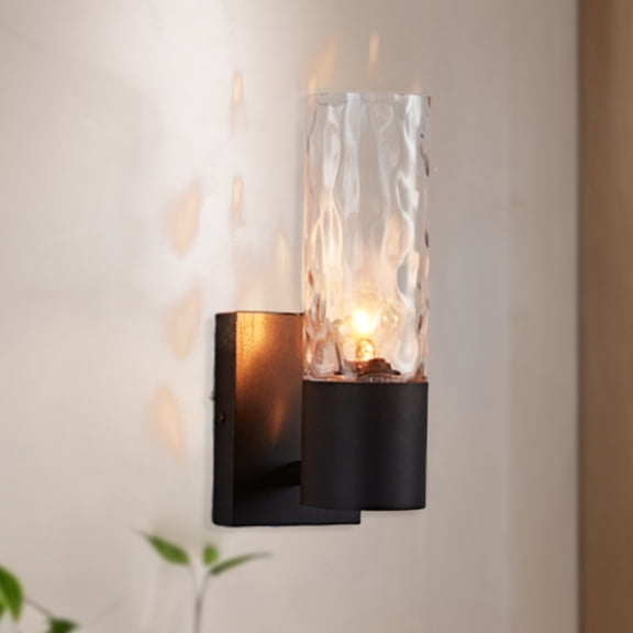 Contemporary Matte Black Metal with Tube Glass Shade Vanity Light, Hand-polished Wall-Mounted Sconce, Unique Elegant Wall Light, Indoor Sconce beside Mirror, for Bathroom, Living Room, Bedroom