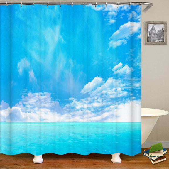 Shower Curtain Various Sea Beach Scenery Seaside 3D Printing Shower Curtain Polyester Waterproof Home Decor Curtain 180x180cm
