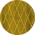 thumbnail image 1 of Ahgly Company Machine Washable Indoor Round Abstract Yellow Modern Area Rugs, 3' Round, 1 of 4