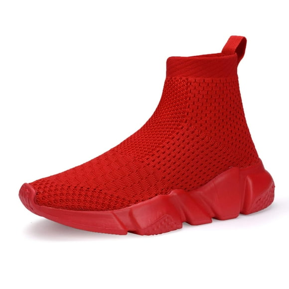 Casbeam Boys and Girls Breathable Lightweight Fashion Casual Sports Walking Shoes Running Sneakers 054 High Top Red 35