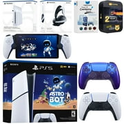 Sony PlayStation 5 Astro Bot Slim Digital Bundle with Disc Drive, Pulse Elite Headset, Extra Controller, PlayStation Portal, MightySkins Voucher and 2 Year Extended Warranty - Chroma Indigo