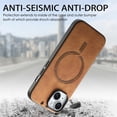 thumbnail image 5 of JTCASES for iPhone 13 Case, PU Leather Shockptoof TPU Shell Magnetic Wireless Charging  Car Mount, Anti-sacratch Shockroof Durable Slim Thin for iPhone 13, Brown, 5 of 12