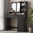 thumbnail image 2 of Makeup Vanities Vanity Desk with Mirror & Light, Large Drawer Three Level Storage Dresser, 3 Lighting Modes Adjustable Brightness, Bedroom Dressing Table(Black),Bedroom Makeup Vanities, 2 of 7