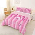 thumbnail image 2 of Erosebridal Girls Pink Cartoon Football Full Size Comforter Sets,Dreamy Princess Style Bedding Sets For Kids,Reversible Pink 3-Piece, 2 of 7